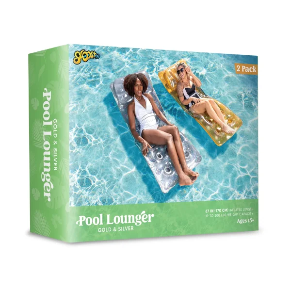 2pcs Inflatable Pool Lounger with Headrest