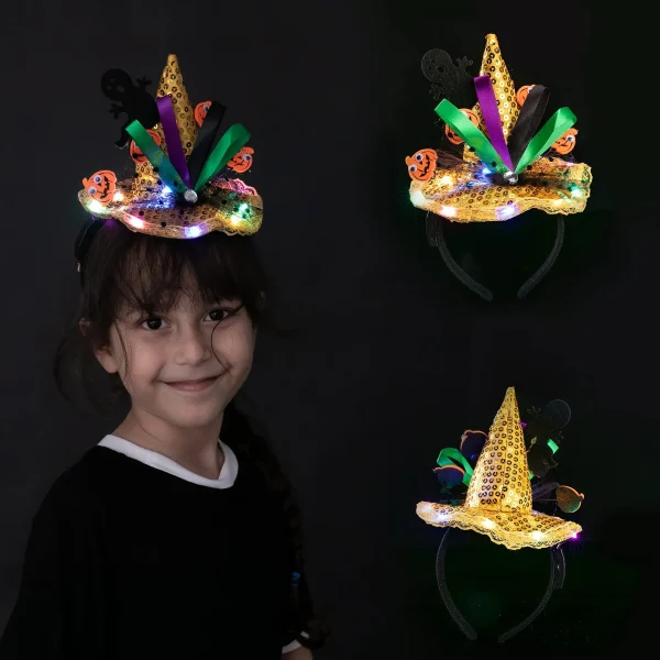 2pcs LED Headband Witch Hat Halloween Accessories