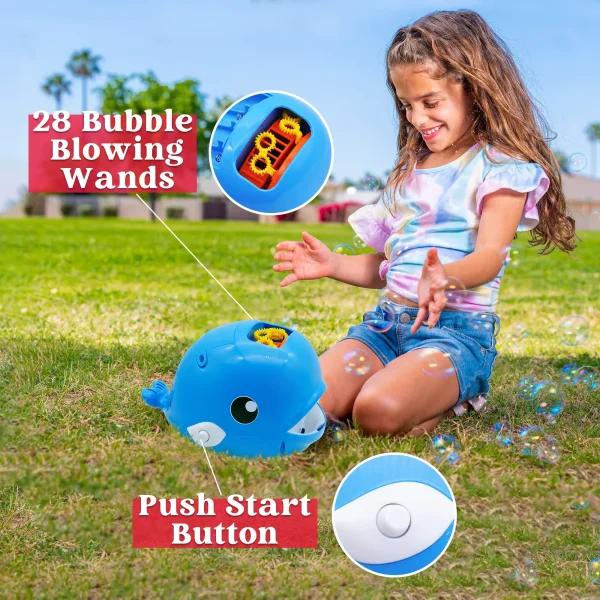 2pcs Whale Automatic Bubble Machines 4in