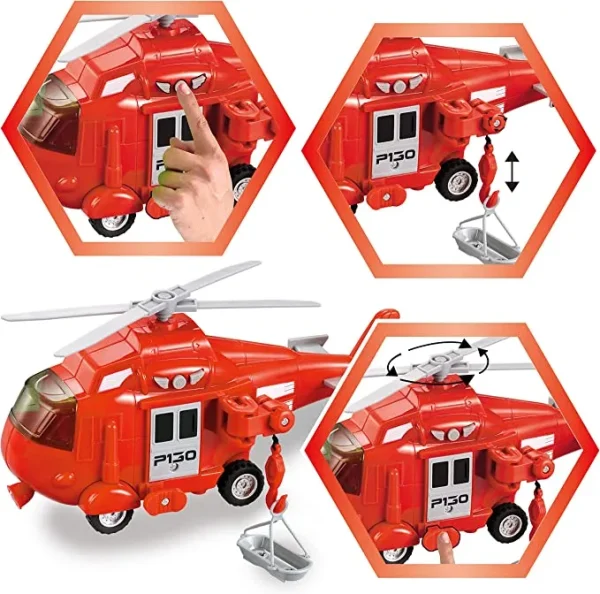3pcs Fire Truck Rescue Car Set with Lights and Sounds