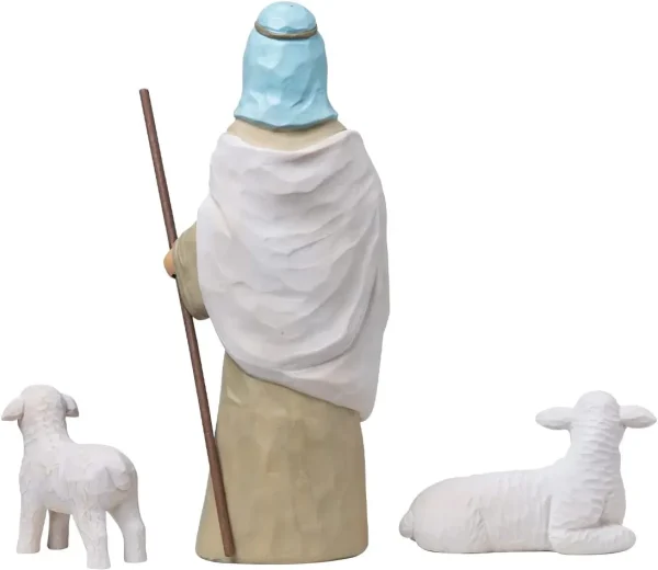 3pcs Shepherd and Stable Sheep Resin Nativity Figurine