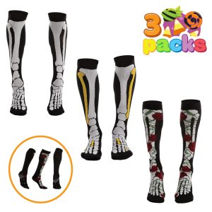 Adult 3pcs Halloween Skeleton Compression Socks