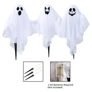 3 Pcs Halloween Light-up Ghost Yard Stake Decorations