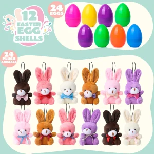 24Pcs Plush Bunny Prefilled Easter Eggs 3.2in