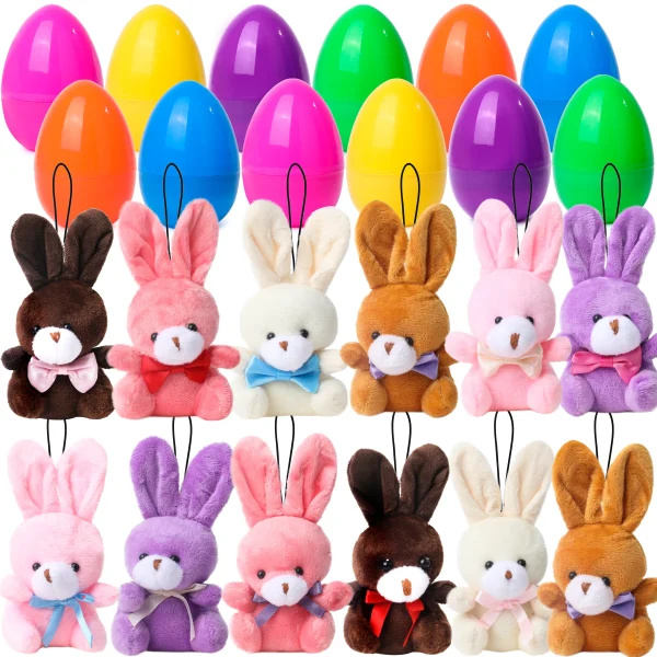24Pcs Plush Bunny Prefilled Easter Eggs 3.2in