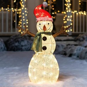 3.5ft Snowman with Christmas Hat Yard Lights
