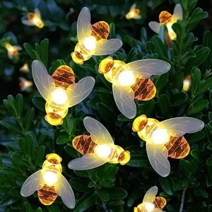 30 LED Honey Bees Fairy String Lights Warm White 21ft