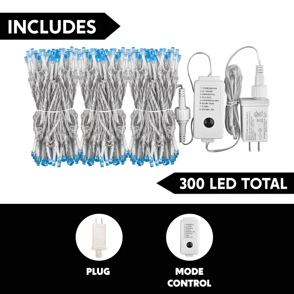 300-Count 98.1ft LED Blue Halloween String Lights with 8 Lighting Modes