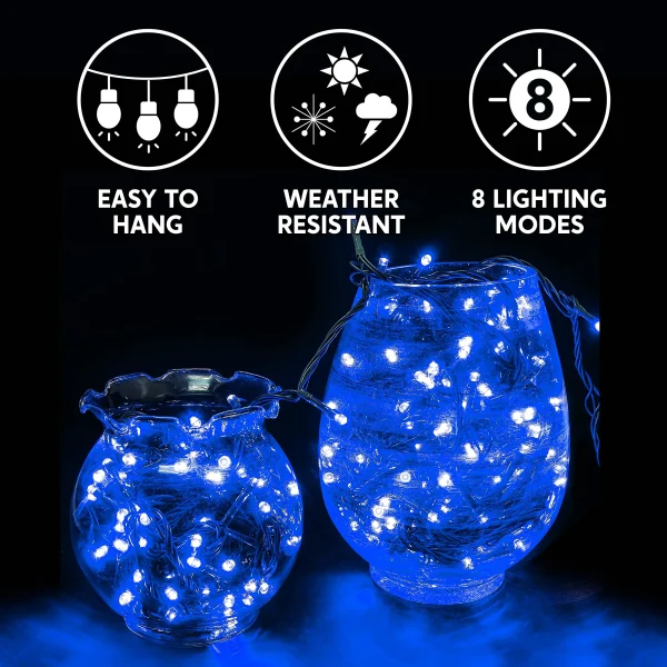 300-Count 98.1ft LED Blue Halloween String Lights with 8 Lighting Modes