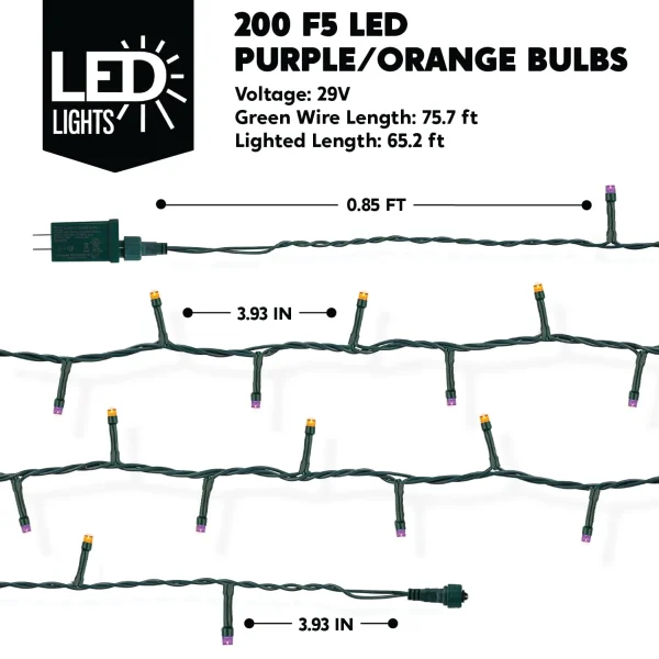 300-Count Orange and Purple LED String Lights 98.1ft