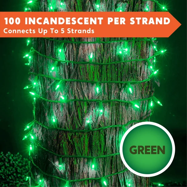 300 Incandescent Green Halloween String Lights