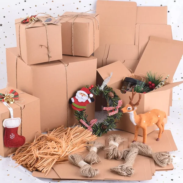 30pcs Christmas Brown Gift Boxes