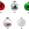 30pcs Red Green & White Clear Ball Ornaments 3.15in
