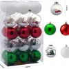 30pcs Red Green & White Clear Ball Ornaments 3.15in