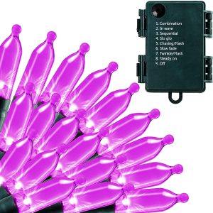 Battery Operated 50 Counts Purple LED String Lights 17.3ft