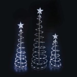 Lighted Spiral Christmas Tree Set LED Cool  White – 3 Pcs