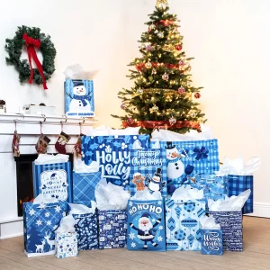 32pcs Blue Themed Assorted Christmas Gift Bags