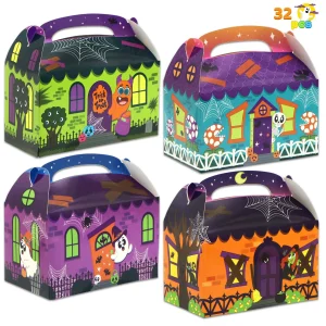 32pcs 3D Halloween House Cardboard Trick or Treat Box