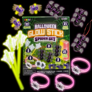 33Pcs Spider Theme Halloween Glow Sticks Kit