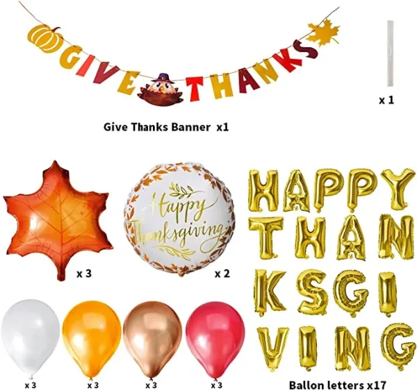 35Pcs Give Thanks Banner with Letter Balloon