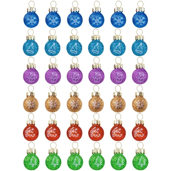 36pcs Mini Glittered Glass Patterned Christmas Balls