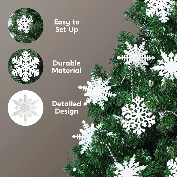 36pcs White Glitter Snowflake Christmas Ornaments