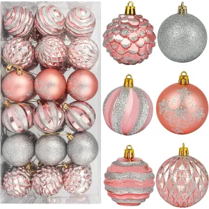 36pcs Rose Gold and Silver Christmas Ball Ornaments