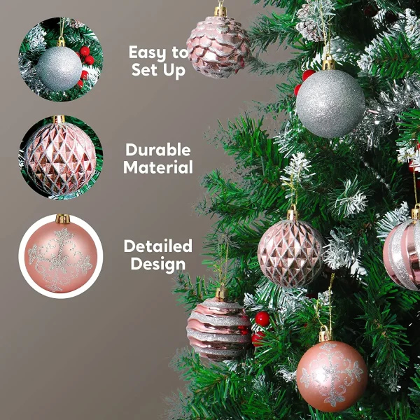 36pcs Rose Gold and Silver Christmas Ball Ornaments