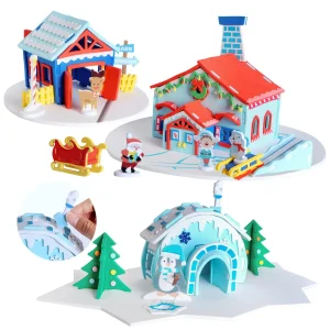2pcs 3D Christmas Foam Glacier House Craft Kits