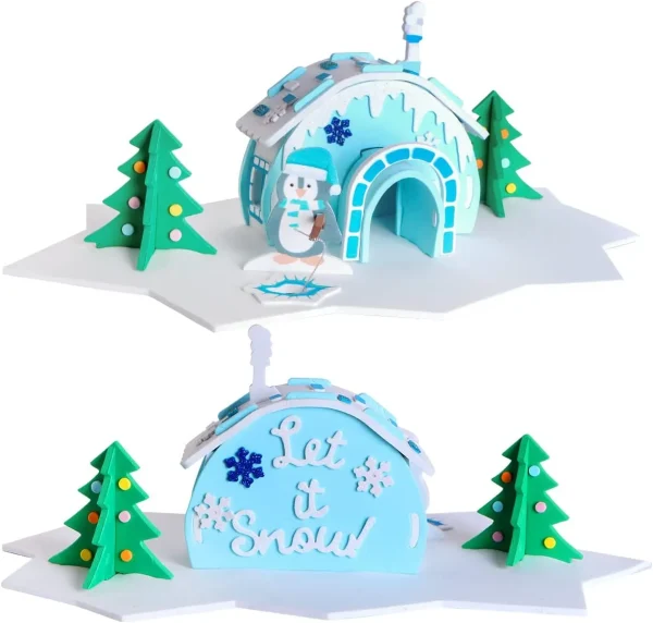 2pcs Christmas Foam Glacier House 3d Craft Kits