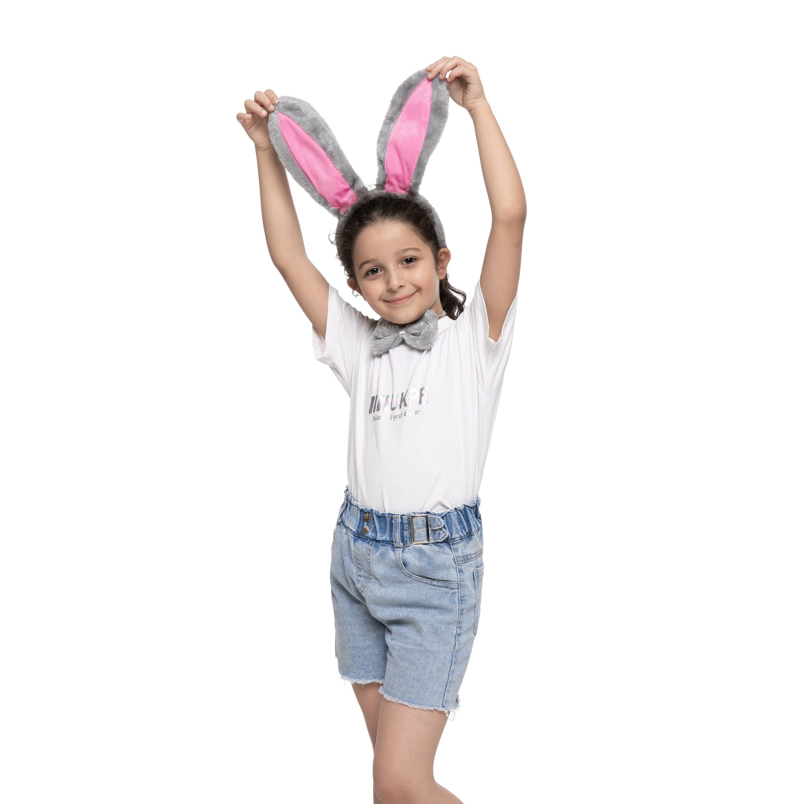9pcs Grey and Pink Bunny Costume Accessories Set