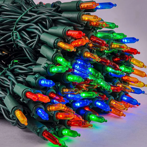 3x100 LED Multicolor Led Christmas Green Wire String Lights 26.25ft