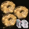 3x120 LED Warm White Rope Light with Remote Control 46ft