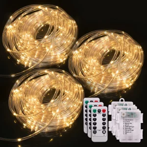 3×120 LED Warm White Rope Light with Remote Control 46ft