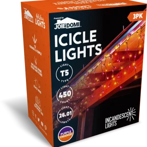 450 Incandescent Orange & Purple Icicle Lights 26.01ft