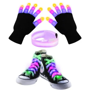 3Pcs Halloween LED Gloves Laces and Bracelet