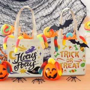 3Pcs Large Halloween Canvas Tote Bags