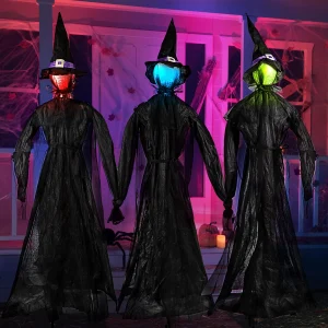 3Pcs Light Up Witches with Stakes 54in(Multicolor)