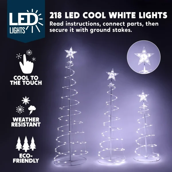 3pcs 218 Pre-Lit LED Christmas Light Yard Decorations