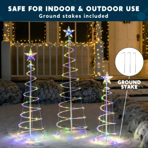 3Pcs Lighted Spiral Christmas Tree Set LED Warm White