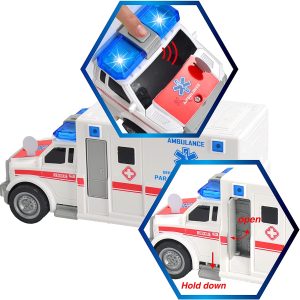 City Emergency Vehicle Toy Set with Police Helicopter