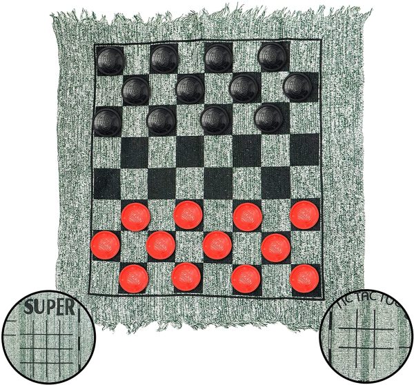3 in 1 Giant Checkers and Tic Tac Toe Game