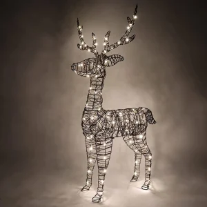 3ft 80 LED Christmas Rattan Reindeer Buck