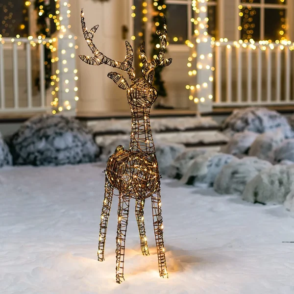 3ft 80 LED Christmas Rattan Reindeer Buck