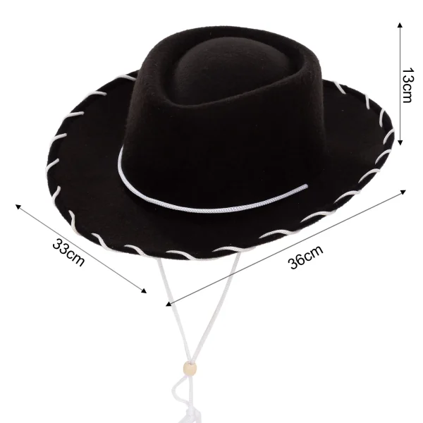 3pcs Children Halloween Black Felt Cowboy Hat