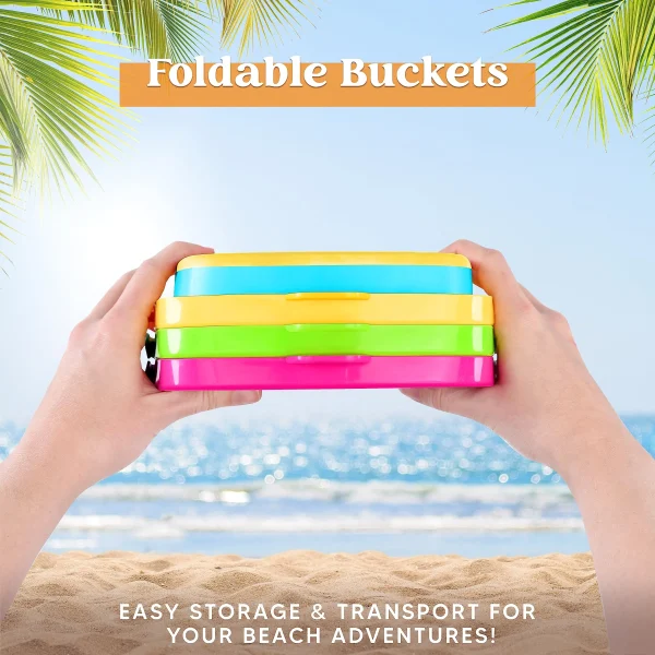 3pcs Foldable Beach Bucket with 3 Shovels