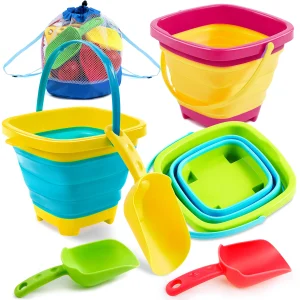 3pcs Foldable Beach Bucket with 3 Shovels
