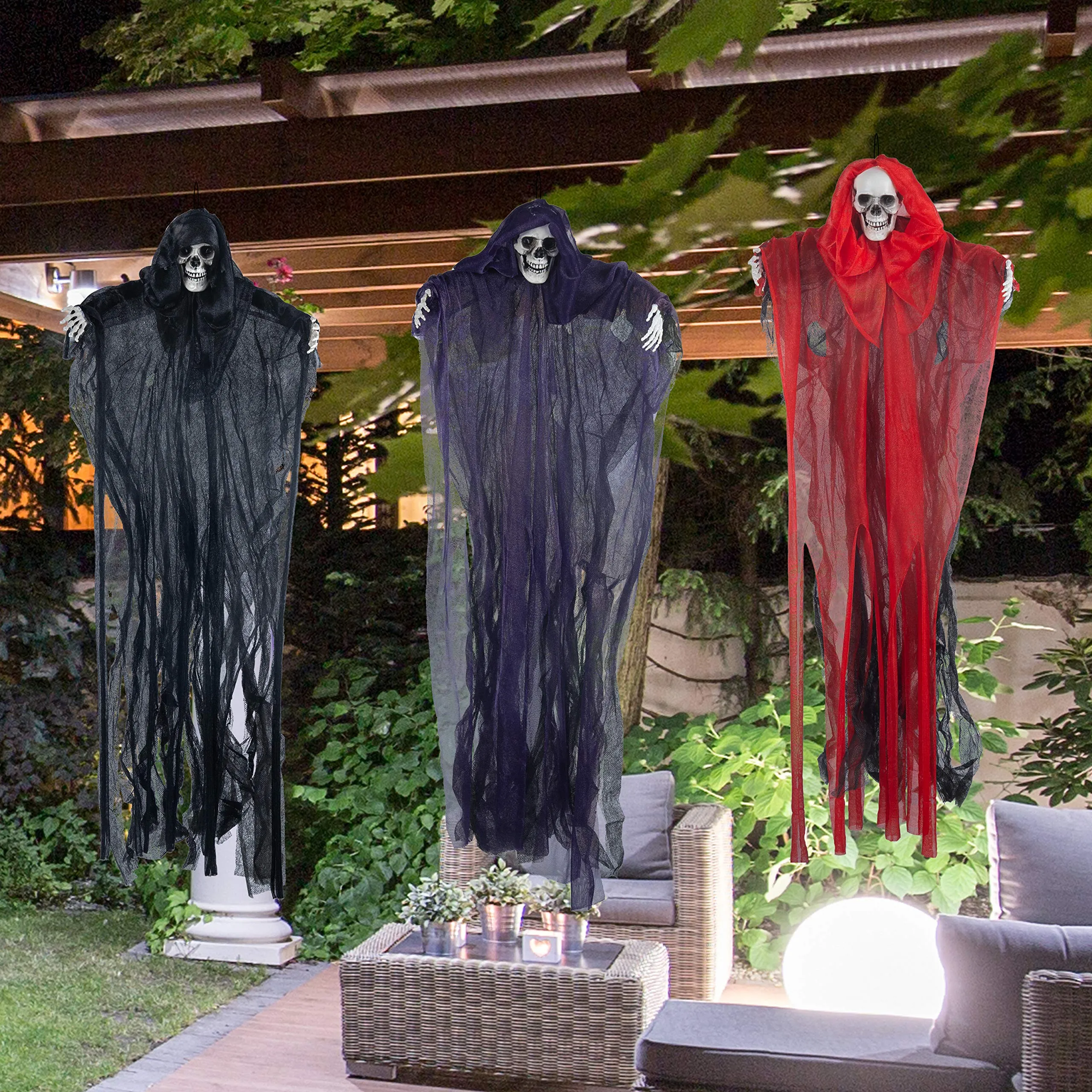 Best 3pcs Hanging Grim Reaper Halloween Decorations 27in