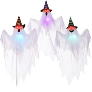 3pcs Light Up Hanging Ghost Halloween Decoration 29.5in