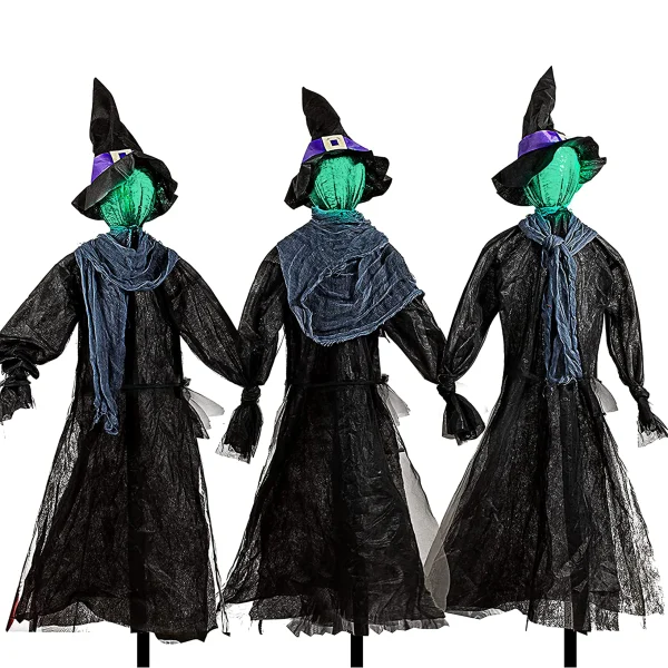 3pcs Outdoor Witch Decorations with Glowing Heads